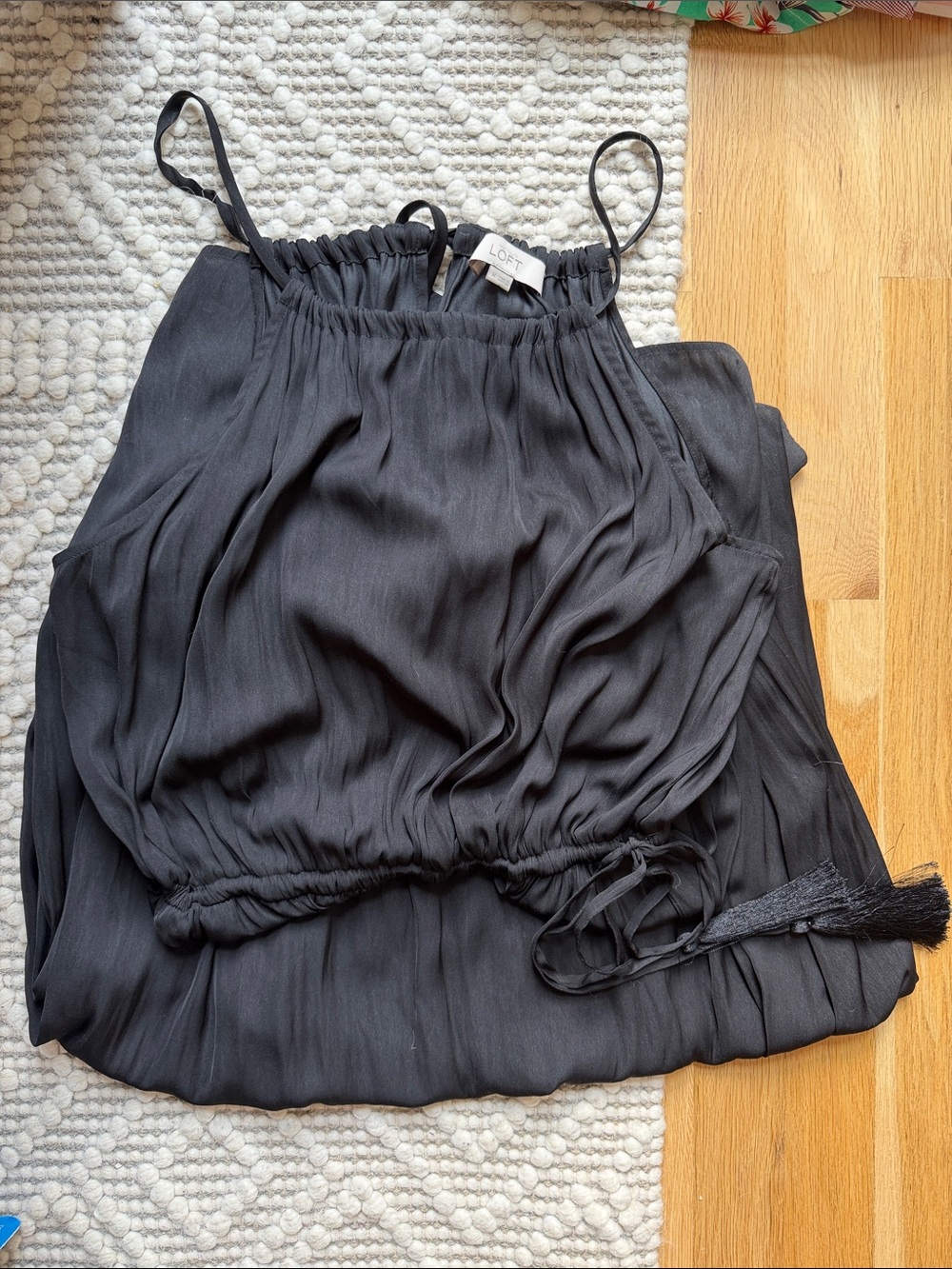 LOFT Black Maxi Dress with Tassels